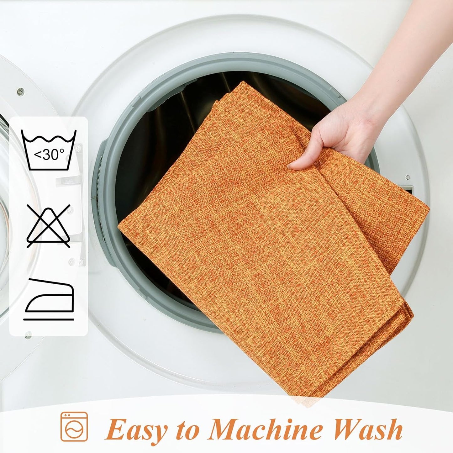 SHACOS Fall Placemats Set of 4 Washable Cloth Double Layer Thick Faux Linen Fabric Table Place Mats Non Slip Table Mats for Thanksgiving Indoor Outdoor, Orange