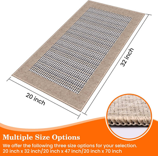 StepRite Kitchen Rugs, Kitchen Mats for Floor, 32"x20" Non-Slip Machine-Washable Kitchen Throw Rug, Absorbent Kitchen Runner Rugs Office, Sink Standing Desk Mat, Decor Carpet, Khaki