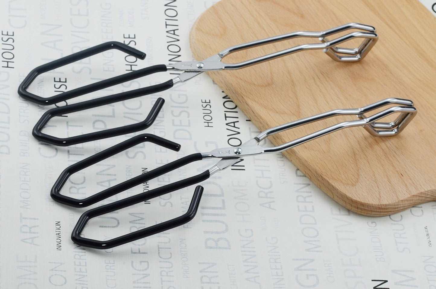 Scissor Cooking Tongs 11-Inch Stainless Steel Wire Tongs Kitchen Scissor Tongs, Set of 2