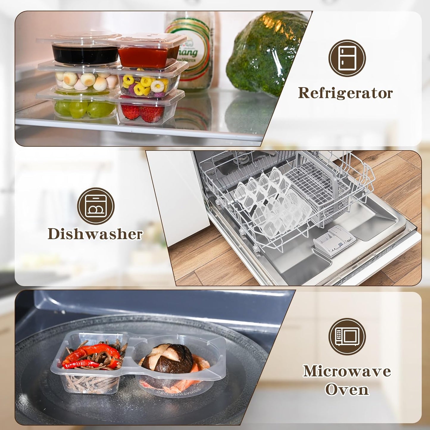 20 sets Reusable Snack Containers 2 Compartment Condiment Container With Lids Snackle Box Container Portion Control for Refrigeration Sauce,Outdoor Takeaway,Travel