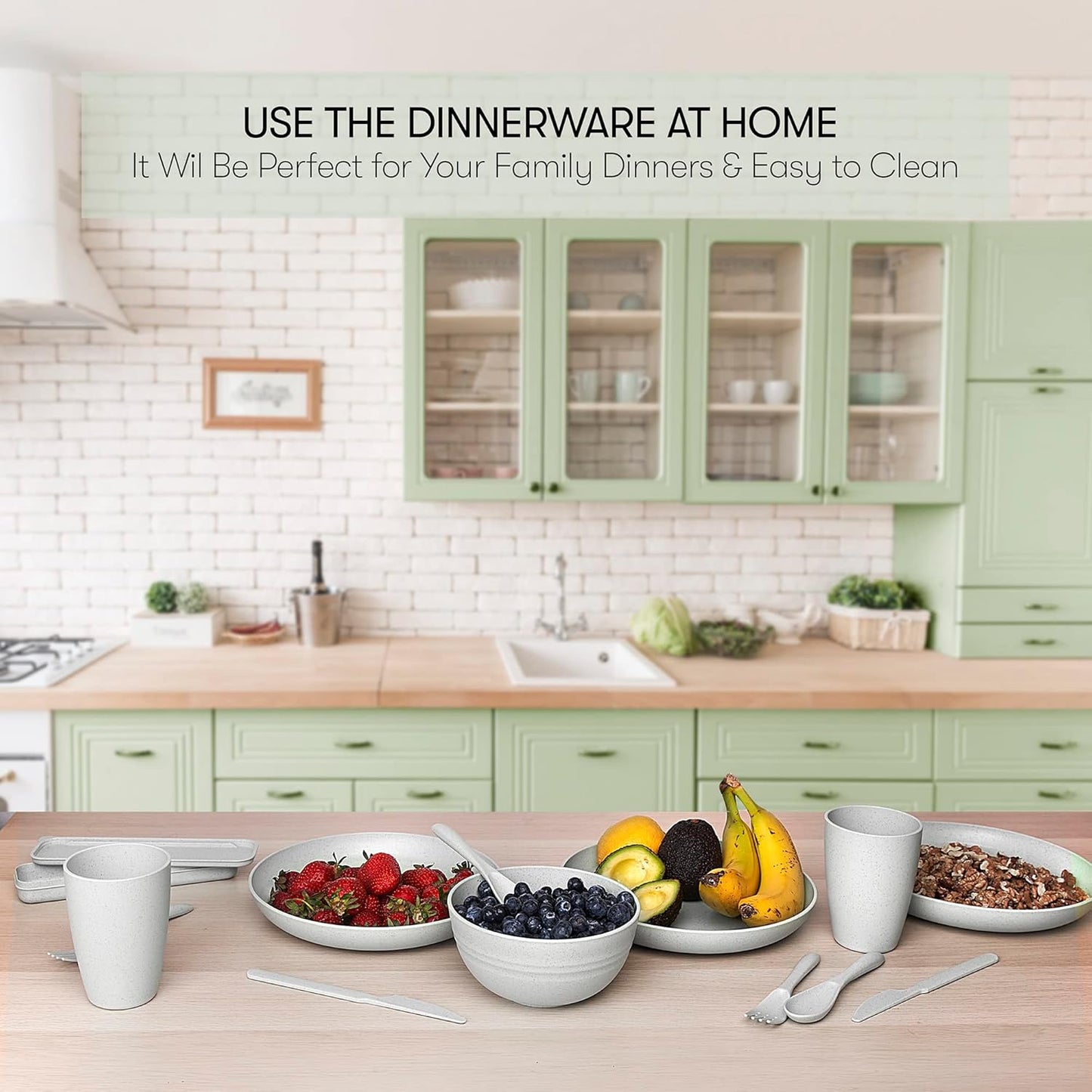 Wheat Straw Dinnerware Sets | Unbreakable Dinnerware Sets | Dishwasher Microwave Safe Dinnerware | Eco Friendly Non Breakable Dinnerware Sets | RV Outdoor Camping (Grey, Service for 4 (28 pcs))