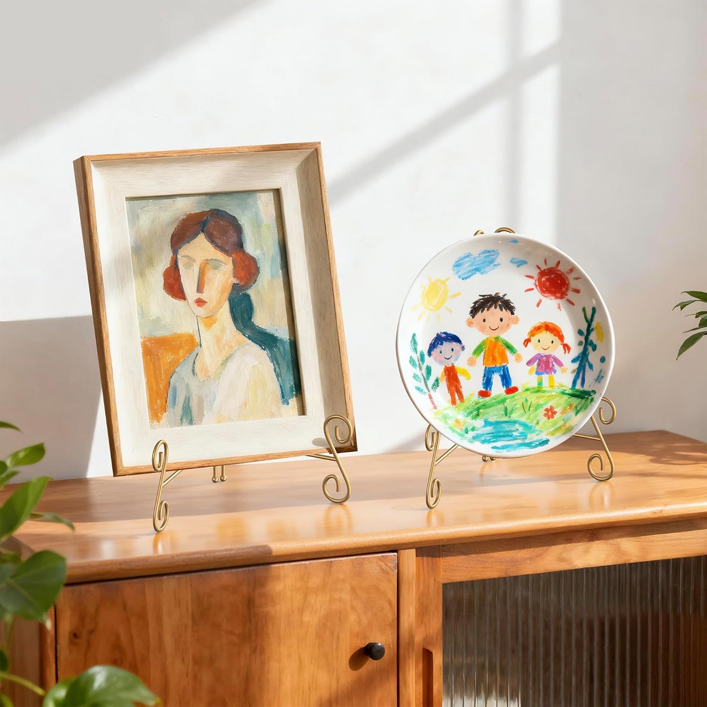 Gold Plate Stand, 12 Inch Decorative Holder for Displaying Platters, Heavy-Duty Metal Easel Stand for Picture, Photo Frame, Books and Round Objects