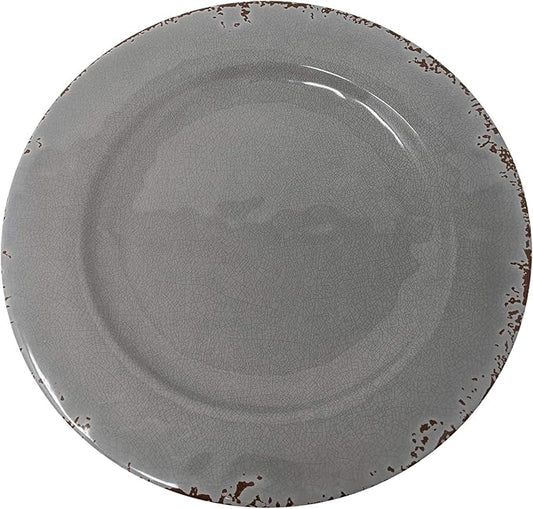 Gianna's Home 12 Piece Rustic Farmhouse Melamine Dinnerware Set, Service for 4 (4 Piece Dinner Plates, Gray)