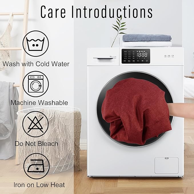 DWCN Table Cloth Rectangle - Faux Linen Fabric Waterproof Spill-Proof Wrinkle and Stain Resistant Tablecloths Decorative Farmhouse Table Cover for Kitchen Dining Party, 52 x 70 Inch, Red