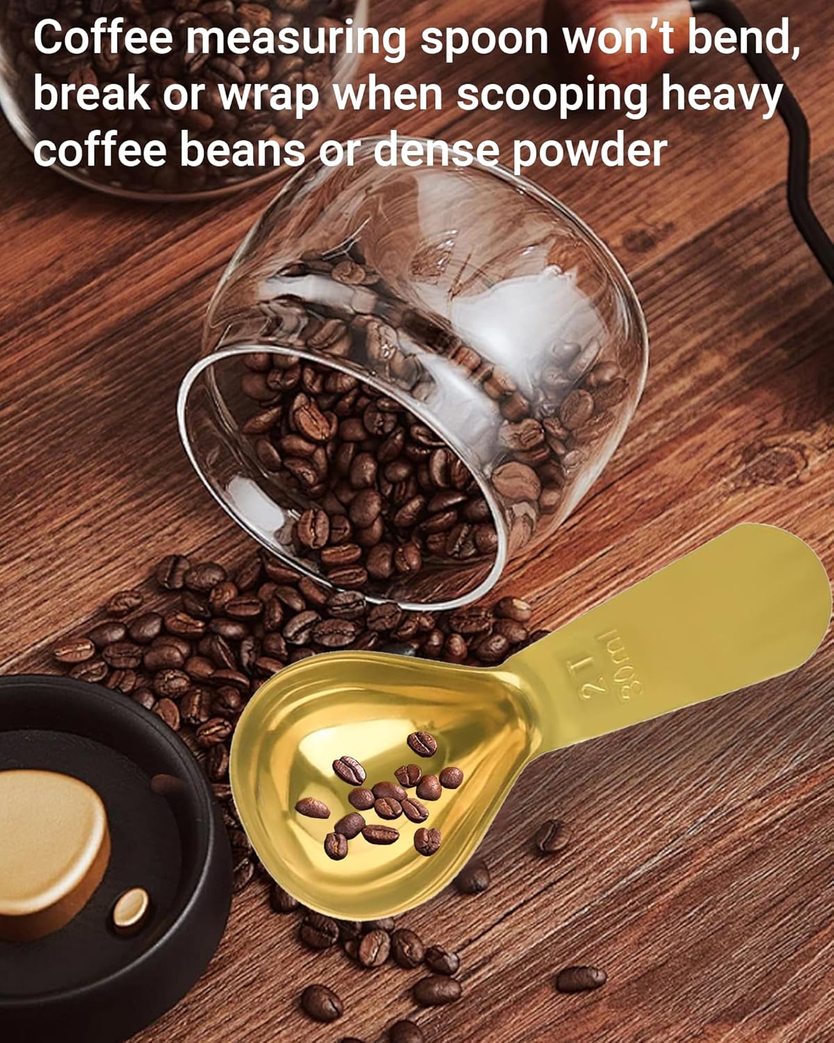 Coffee Scoop 30ml 2PCS, 2 Tablespoon Measuring Spoons, Ergonomics Design Coffee Scooper Stainless Steel Manufacture,Coffee Scoop for Ground Coffee Protein Powder Sugar Cereal (Gold, 2 tbsp-30ml)