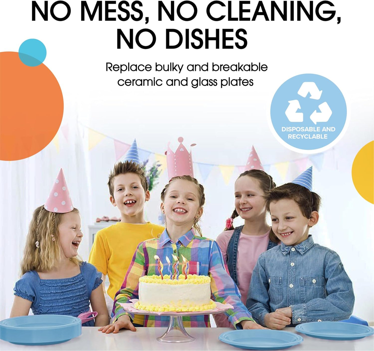 Exquisite Party Solids Light Blue Plastic Plates For Party Supplies 7" Light Blue Disposable Plates Heavy Duty 50 Pcs Plastic Dinnerware Sets Heavy Duty 350 GSM Disposable Dinnerware Set