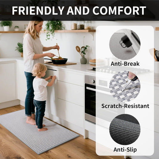 Long Kitchen Runner Rugs Kitchen Mat Non Slip Washable, Super Absorbent Soft Chenille Braided Kitchen Mats for Floor, Rubber Backing Kitchen Floor Sink Standing Mat, Easy Clean, Gray 17"x71"