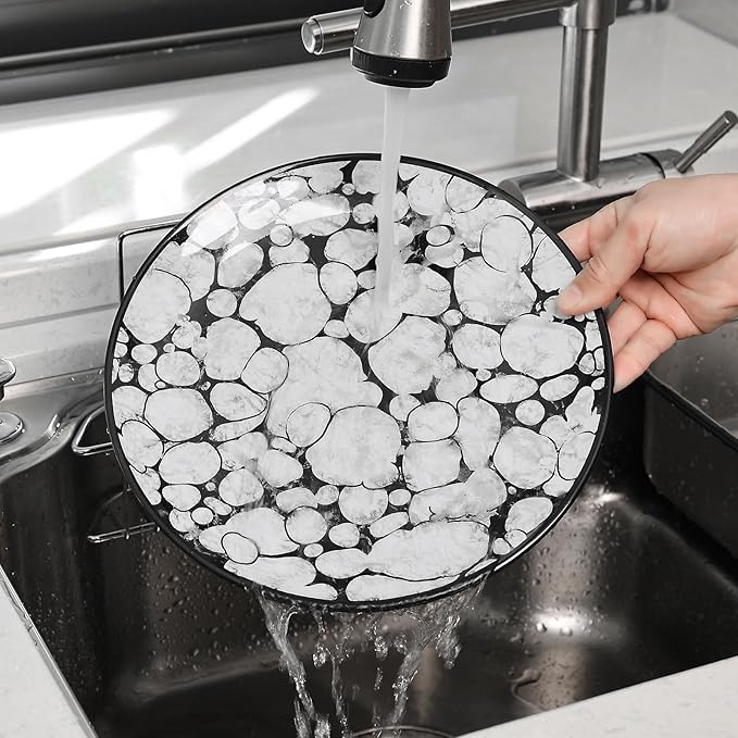 Melamine Dinnerware Sets 12pcs Rustic Farmhouse Dinner Dishes Set Lightweight Service for 4 Plastic Plates and Bowls Set, Modern Gray Bubble