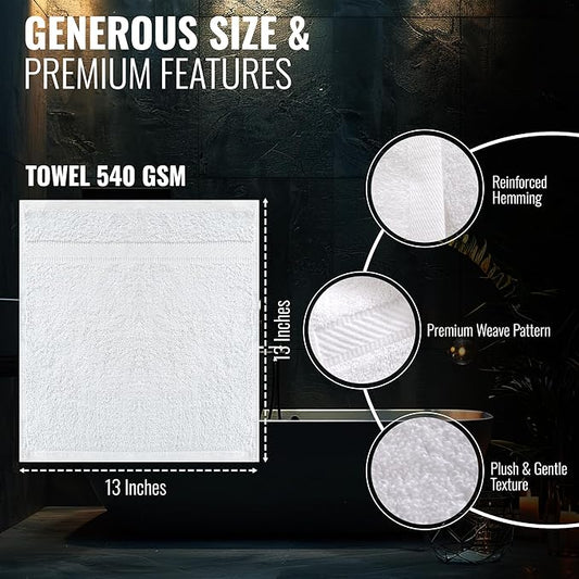 300-Pack Economy Washcloths Bulk (13x13) – White 100% Cotton Face Cloths – Commercial-Grade Cleaning Rags – Soft, Absorbent & Quick-Dry Towels for Hotels, Spas, Gyms & Hospitality Use