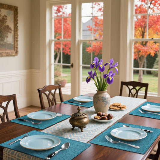 Homaxy Cloths Placemats for Dining Table Set of 4, Heat Resistant Washable Cotton Linen Blend Table Mats, Easy to Clean Place Mats for Indoor Outdoor Party Kitchen Decoration, 13" x 19", Teal