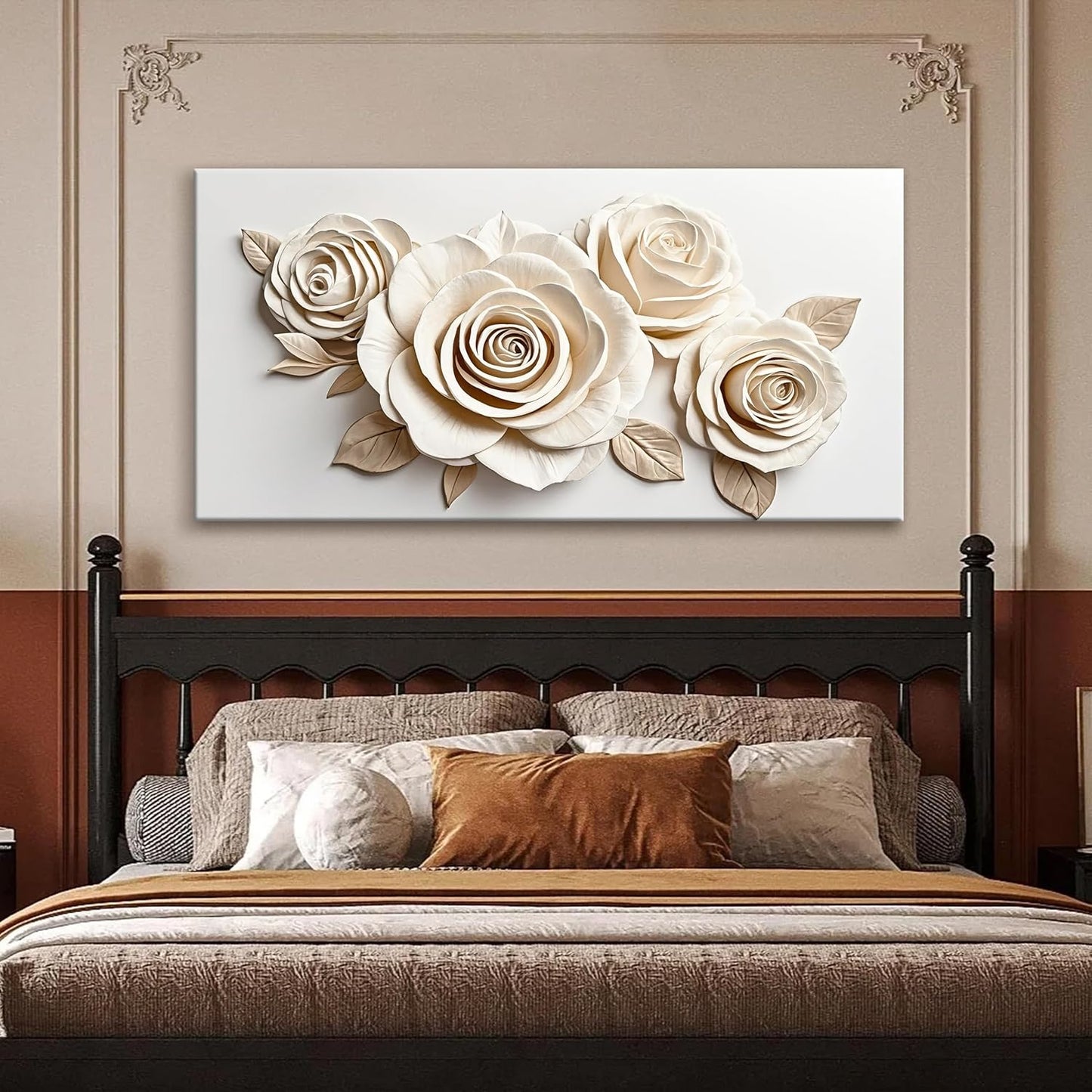 Wall Art Living Room Decor White Flower Wall Art Decor Modern Canvas Art Wall Decor Home Wall Art Suitable Pictures For Bedroom Apartment Office Can Be Hung 24"X48"