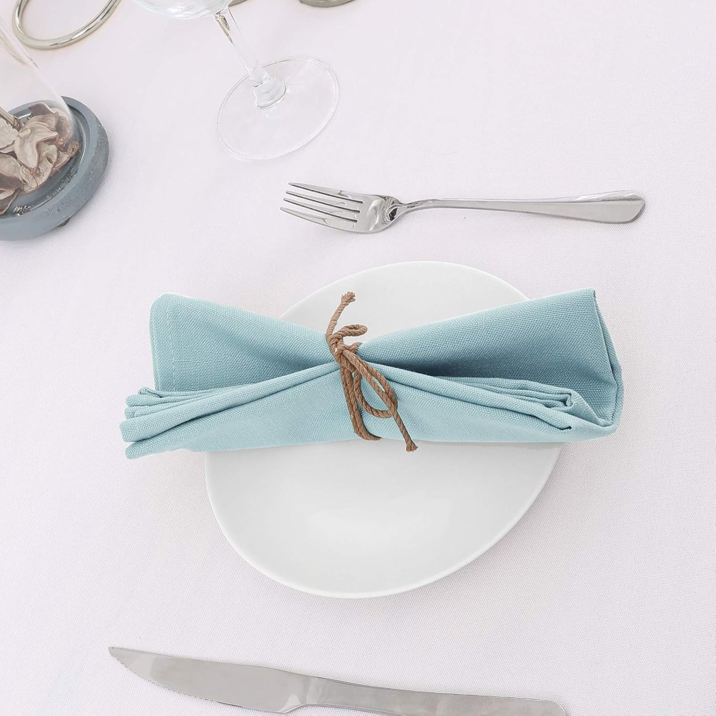 H.VERSAILTEX Cloth Napkins Set of 12 (18" X 18") Linen Textured Dinner Napkins Waterproof Extra Soft Thick Durable Reusable Napkins with Hemmed Edges for Dinners, Weddings and Everyday Use, Aqua