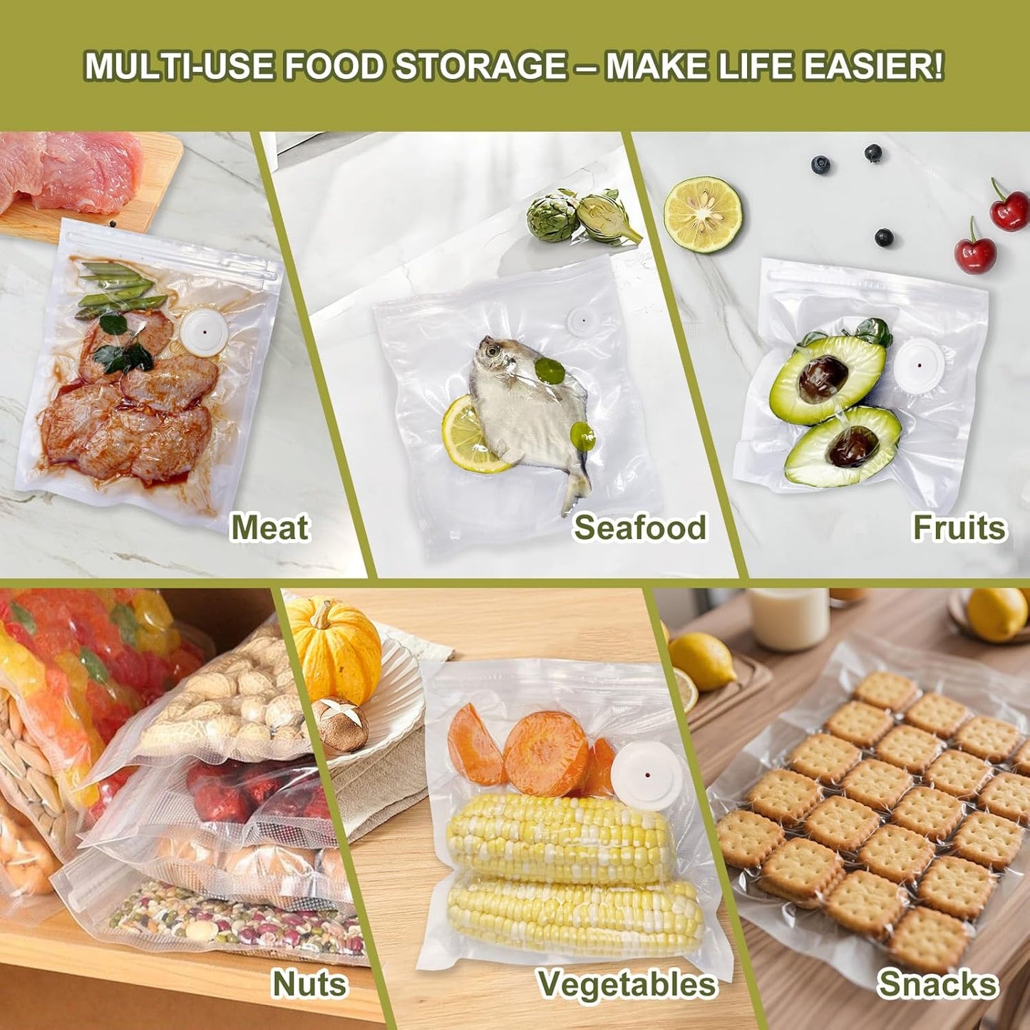 Vacuum Sealer Bags Large Size 10 x 11 Inch 30Pcs Bags, Food Storage, BPA Free, Food Saver, Meal Prep,Sous Vide, Heavy Duty, Airtight