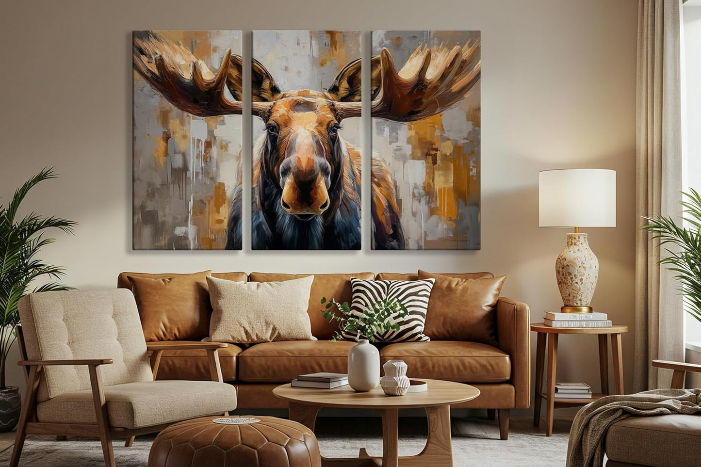 Wildlife Canvas Prints - Wild Animals Home Decor - Medium, Large, and Extra Large Wall Art for Living Room, Bathroom, Kitchen (The Forest King, 39L" x 59W" - 3 Panels)