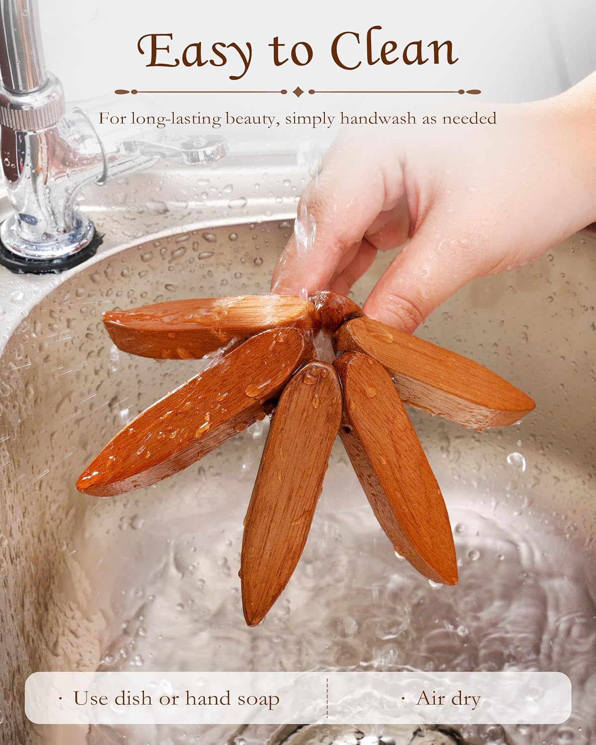 Walnut Tree-Shaped Placemats, Foldable Heat Resistant Anti-Stain Wood Trivet for Hot Dishes Pans, All-in-1 Set, 3PCS Easy-Cleaning Walnut Wood + Stand Coasters