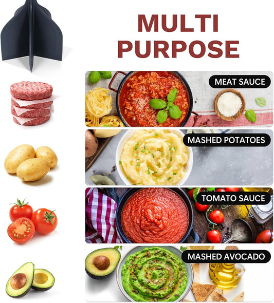 Li&Zhao Ground Beef Chopper Tool - Meat Chopper for Ground Beef Ground Meat Smasher Hamburger Smasher Tool Ground Beef Masher Meat Spatula Chopper Potato Mashers Heat Resistant Nylon for Mix and Chop