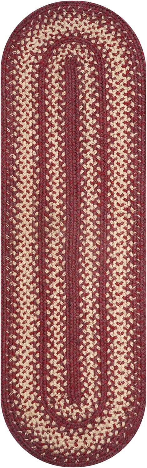 Autumn Maple Burgundy and Tan Oval Table Runner 11x36, Jute - Rustic Primitive Decor for Dining Table, Easy to Clean