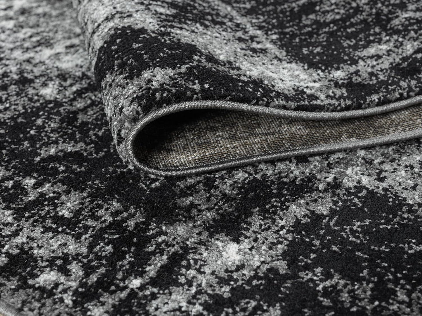 Keen Home Design Area Rugs - 8ft Round Non-Shedding, Abstract Rugs for Kitchen, Living Room, Bedroom, Dining Room, Entryway - Size: 7'10" Square, Navy/Grey/White