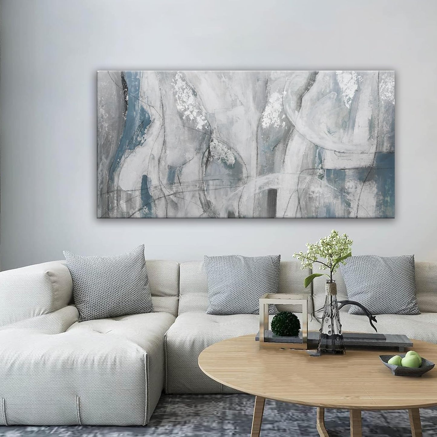 Abstract Wall Art For Living Room Canvas Art Wall Decor Blue Eclectic Decor Modern Canvas Wall Prints Abstract Wall Decor Suitable For Bedroom Apartment Office Dining Room Can Be Hung 24" X 48"