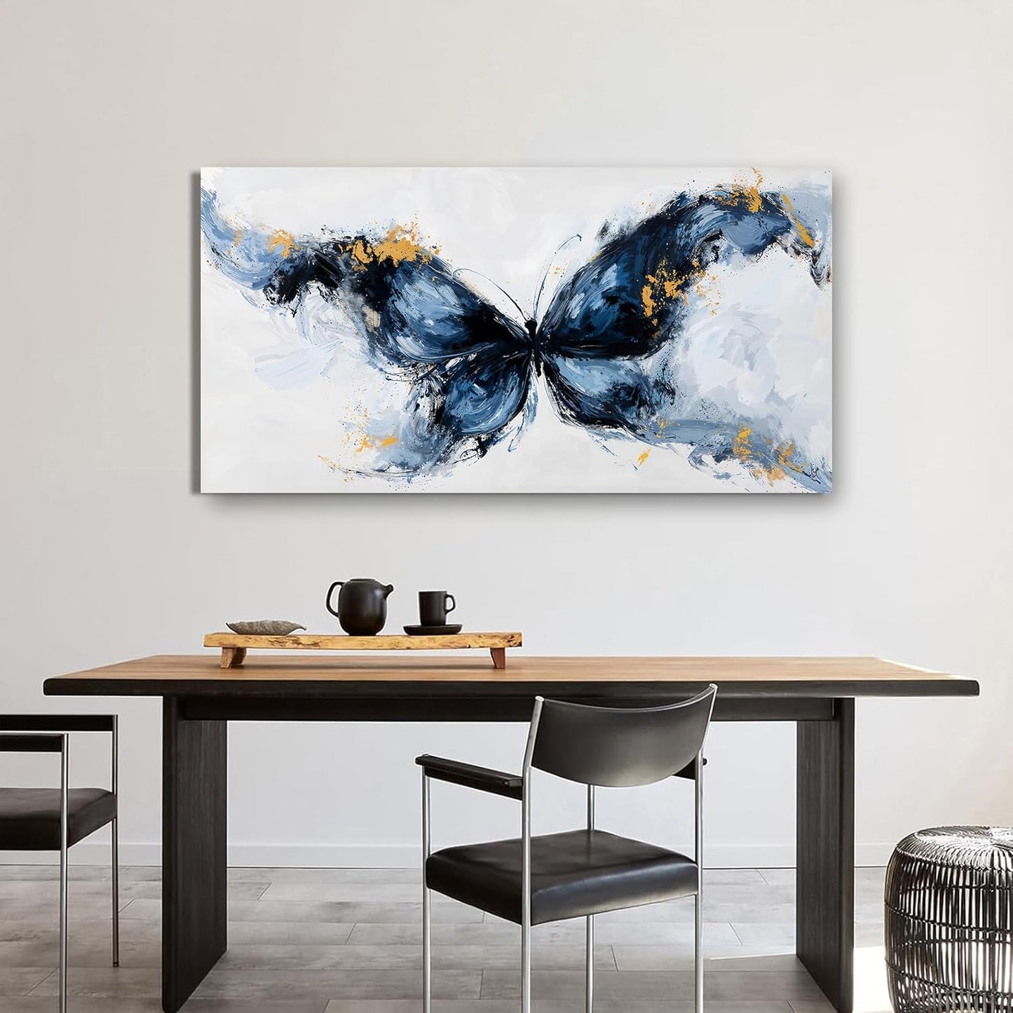 Canvas Wall Art Decor Modern Butterfly Wall Art For Living Room Black Abstract Art Abstract Canvas Art Wall Butterfly Artwork For Room Posters Wall Art Office Decor 20"X 40" Artwork For Walls