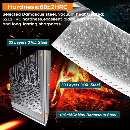 FINDKING Nebula Series Cleaver Knife, Multipurpose Chinese Chef Knife, 10Cr15CoMov Damascus Steel Blade, Resin and Figured Sycamore Handle, Full Tang, 7 Inch, Blue, for Meat, Vegetable Shredding