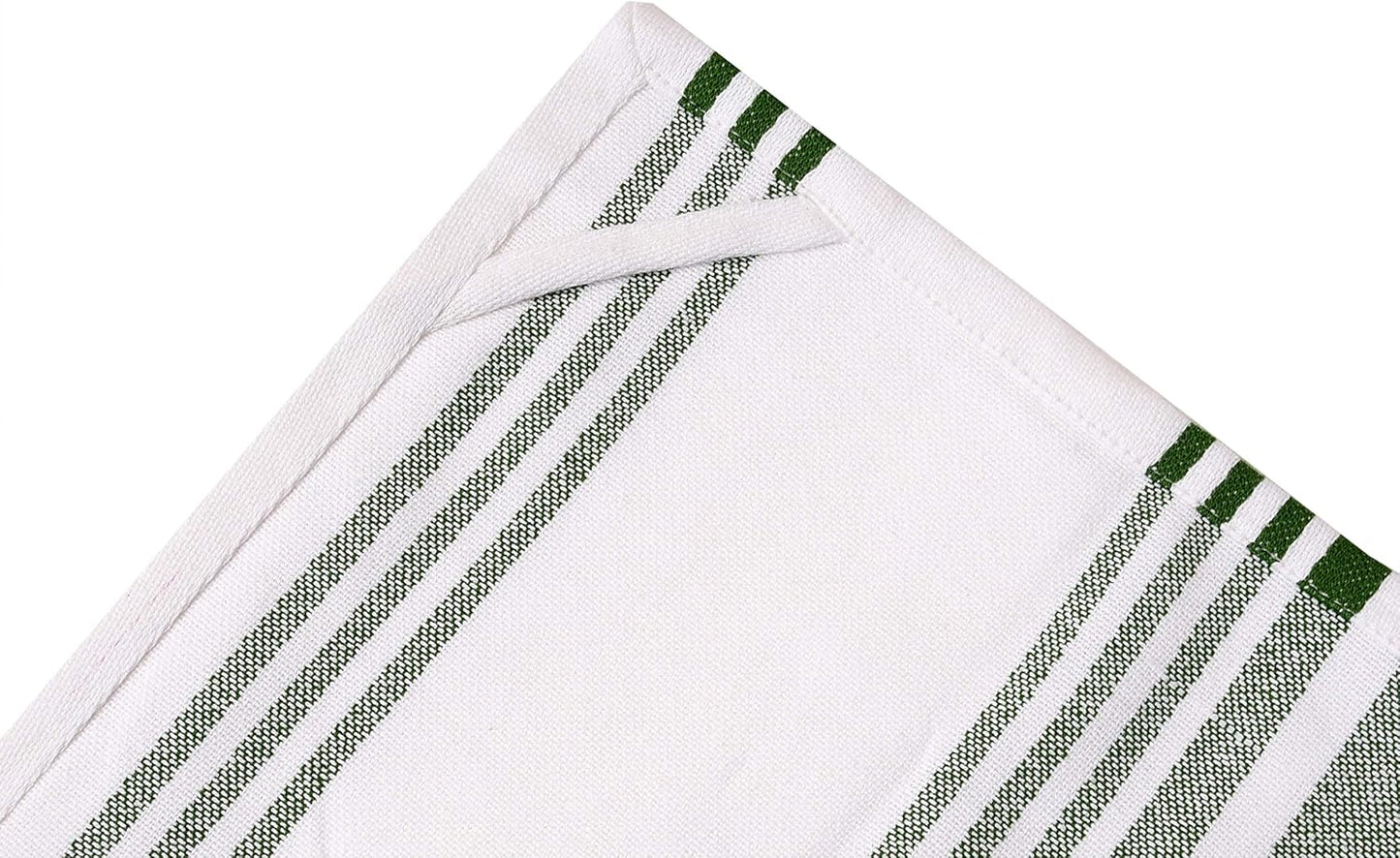 Urban Villa Kitchen Towels (20x30 Inches 6 Pack) Extra Large Premium Dish Towels for Kitchen Green & White Dish Cloths Highly Absorbent 100% Cotton Kitchen Hand Towels with Hanging Loop Tea Towels