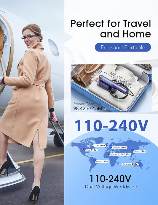 Steamer Iron for Clothes, Portable 2 In 1 Travel Handheld Garment Steamer,20 Minutes of Continuous Steam,100ml Water Tank,Steamer Ironing Gloves,1000W Light Steam Iron for Travel and Home(Slate Blue)