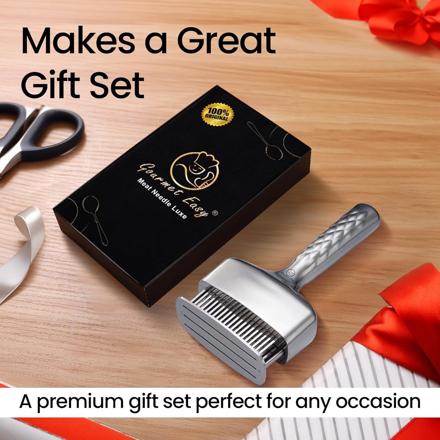 Meat Tenderizer Tool – Hassle Free Extra Long Handle, Rustproof One-Piece Meat Tenderizer Mallet & Hammer, Stainless Steel Blade Needle, Steak Cooking Accessories, No Assembly Needed, 5-Year Warranty