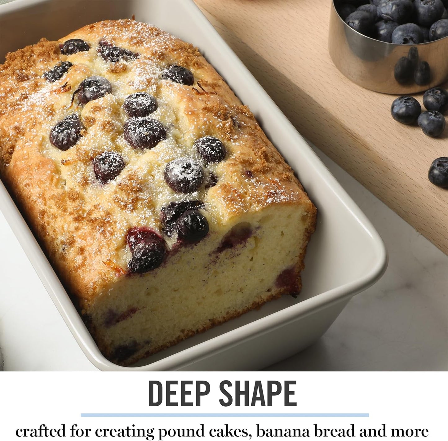 Martha Stewart Carbon Steel Nonstick 9 Inch Loaf Pan | Cool Gray | Deep Shape | Warp-Resistant | Pack of 6