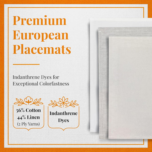 Premium European Cloth Table Linen Placemats - 56% Cotton 44% Linen Fabric, Jacquard Woven Design - for All Occasions or Daily Use - Machine Washable - Carlo Lamperti Italy - Sage, 20"x14" (Set of 4)