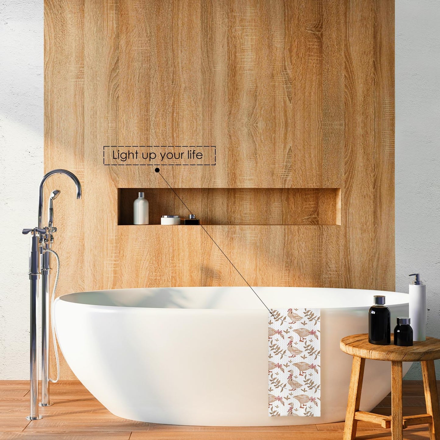 Coquette Pink Bow Silly Goose Kitchen Towels, Rustic Botanical Goose Decorative Hand Towels for Bathroom, Cottagecore Farm Animal Dish Tea Towels for Kitchen Decor, 16x24 Inches