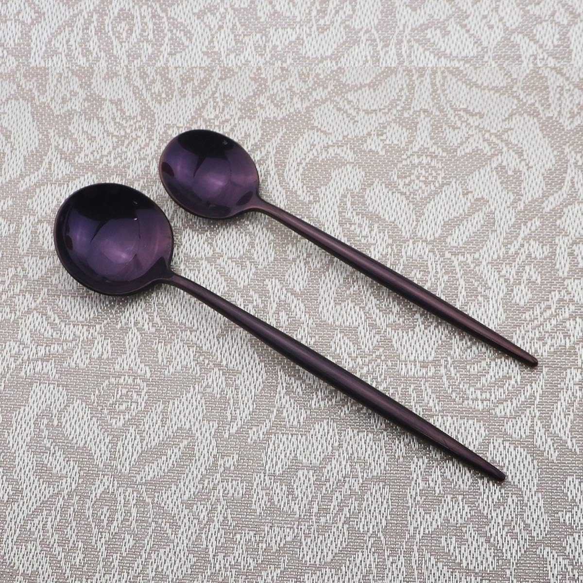 Gugrida Portable Silverware Set - 5-Piece Flatware Cutlery Set - 18/10 Stainless Steel - Mirror Polishing Purple - Travel Elegant Modern Utensils - Service for 1 Include Steak Knife Dinner Fork Spoon