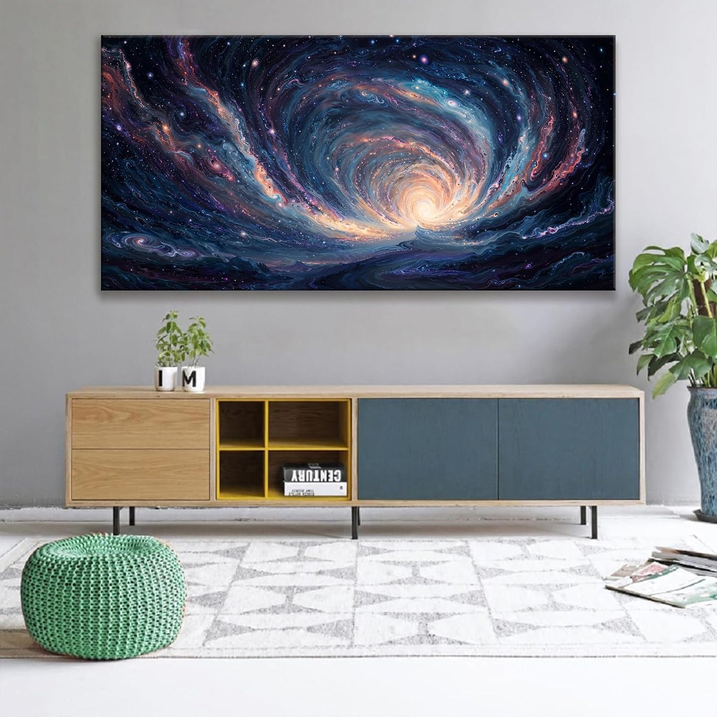 Large Wall Art Prints Modern Room Wall Decor Blue Starry Sky Tunnel Prints Artwork Ready To Hang Abstract Wall Art For Living Room Decor Office Kitchen Bedroom 29x58 Inch