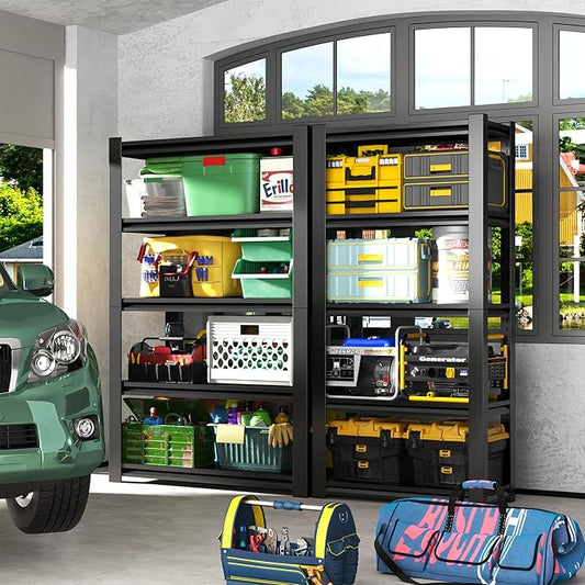 5-Tier Garage Shelving, Easy to Assemble, Adjustable Heavy Duty Garage Storage Shelves Organizer for Basement, Kitchen, Warehouse, 35.4" W*16" D*72" H, Black