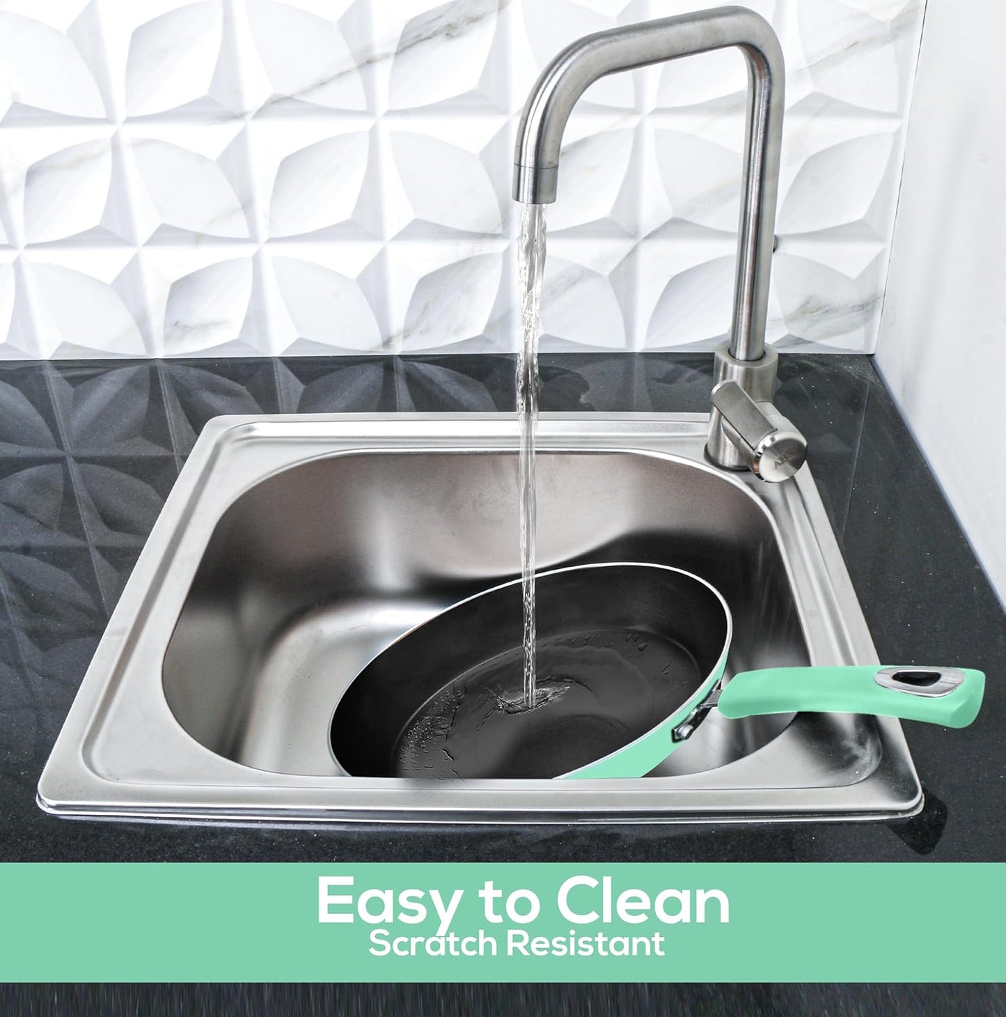 Utopia Kitchen Nonstick Cookware 3 Piece Set, Non-Stick Frying Pans with Induction Bottom, 8, 9.5 & 11 Inches Frying Pans with Bakelite Handles, PFOA Free, Green & Black