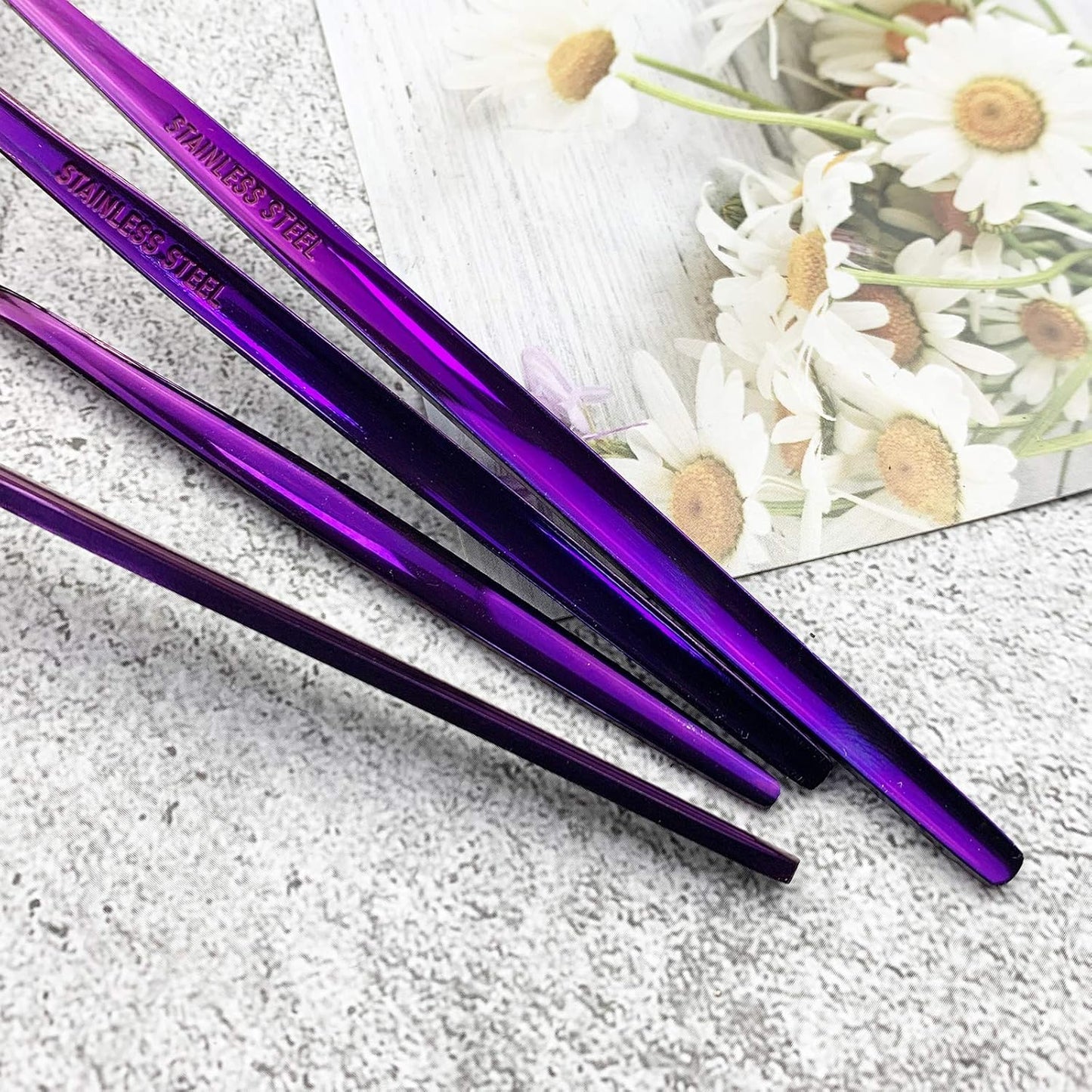 JASHII Silverware Set, Mirror Polished Purple Flatware Cutlery Set Service for 4, Shiny Finish 24 Pieces Stainless Steel Utensils Set Dinner Knife Fork Spoon Dessert Fork Salad Spoon Dishwasher Safe