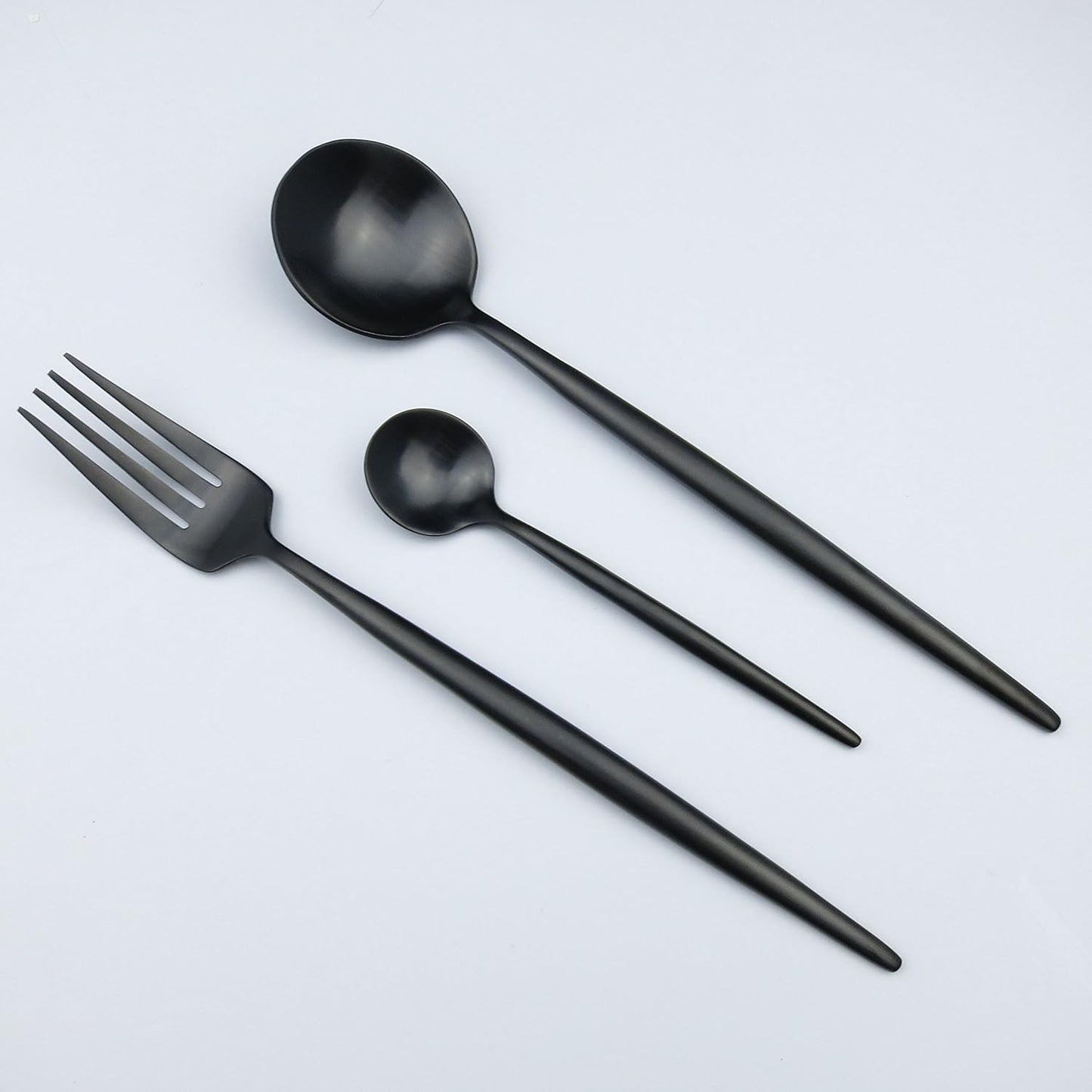 Customized 5-Piece 18/10 Stainless Steel Flatware Set, Serive for 1, With Fork Spoons Knife Teaspoon Dessert Fork for Home Kitchen Restaurant Hotel (Luxury Black)