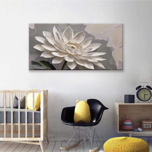Canvas Art Wall Decor Floral Wall Art For Living Room Modern Canvas Wall Decor Prints Pictures White Flower Wall Art Picture For Bedroom Hotel Home Artwork 24x48 Inch