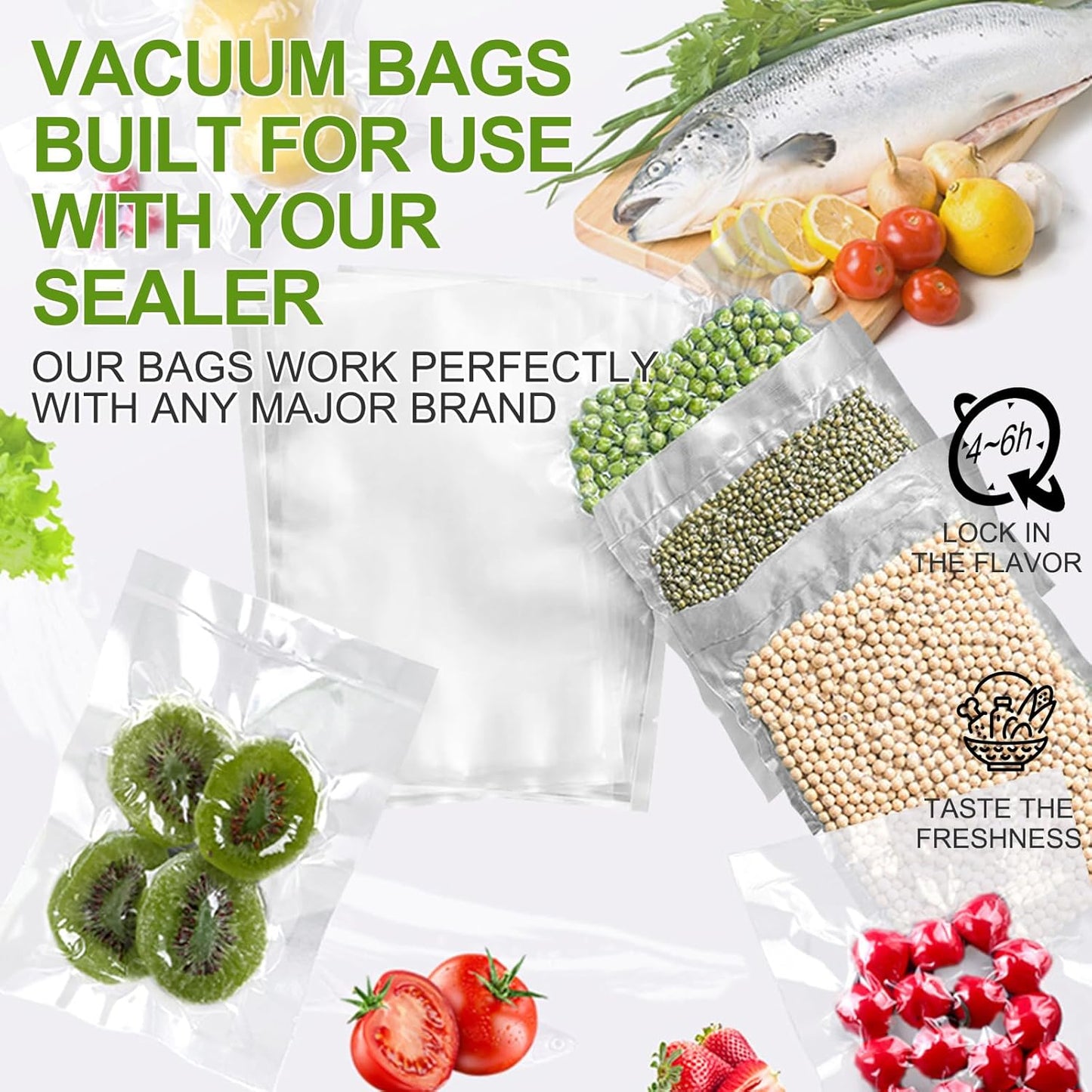 W&Y 100 Single-Ply Vacuum Sealer Bags (8"x12" Quart) – Pre-Separated, Commercial Grade, BPA Free for Food Storage, Sous Vide & Meal Prep – 1 Pack (100 Count)