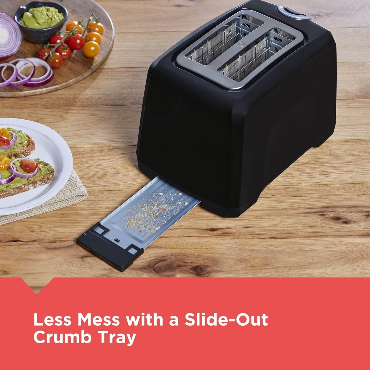 BLACK+DECKER 2-Slice Toaster, T2569B, Extra Wide Slots, 6 Shade Settings, 850 Watts, Crumb Tray, Cancel Button