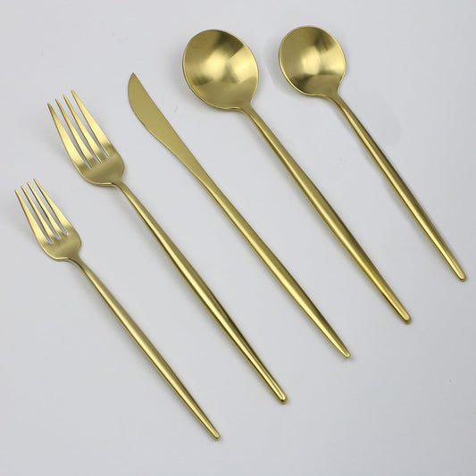 20-Pieces Luxury Gold 18/10 Stainless Steel Flatware Set, Matte Finish, Service for 4