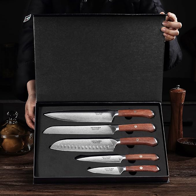 YOTSUBA 5PCS Kitchen Knives Set,Kitchen Knife Set,German High Carbon Stainless Steel Ultra Chef Knife Sets with Ergonomic Handle for Chopping Vegetable and Cooking