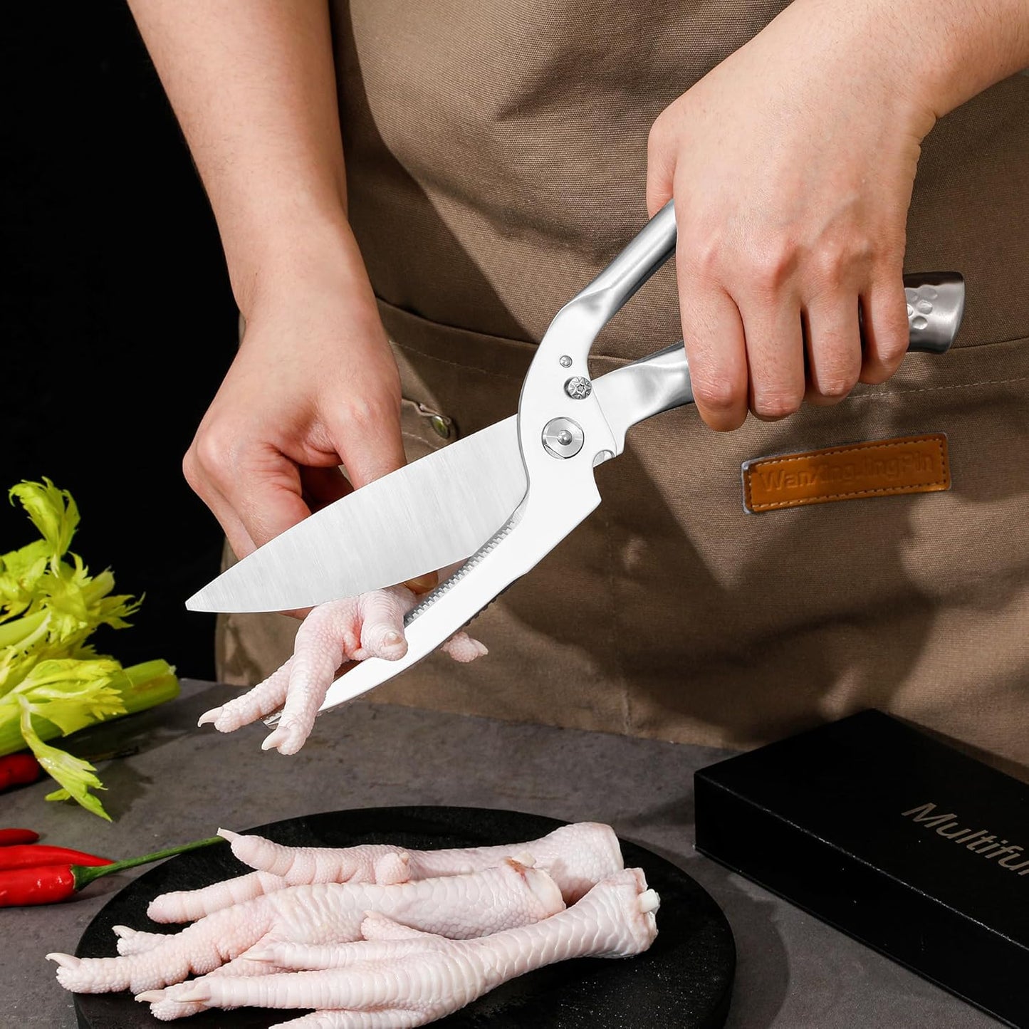 WILDMOK Heavy Duty Poultry Kitchen Shears – Multi-function Stainless Steel Poultry Shears, Ultra Sharp All Purpose Kitchen Scissors Cutting Chicken Meat, Turkey, Fish