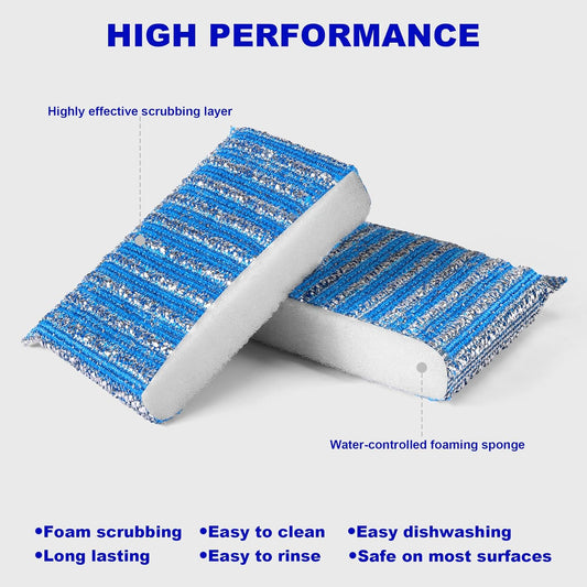 Premium 8-Pad Sponges Kitchen - Upgraded Dish Sponge, Scrubber, Brush, Ideal for Dishes, Pots, Sink