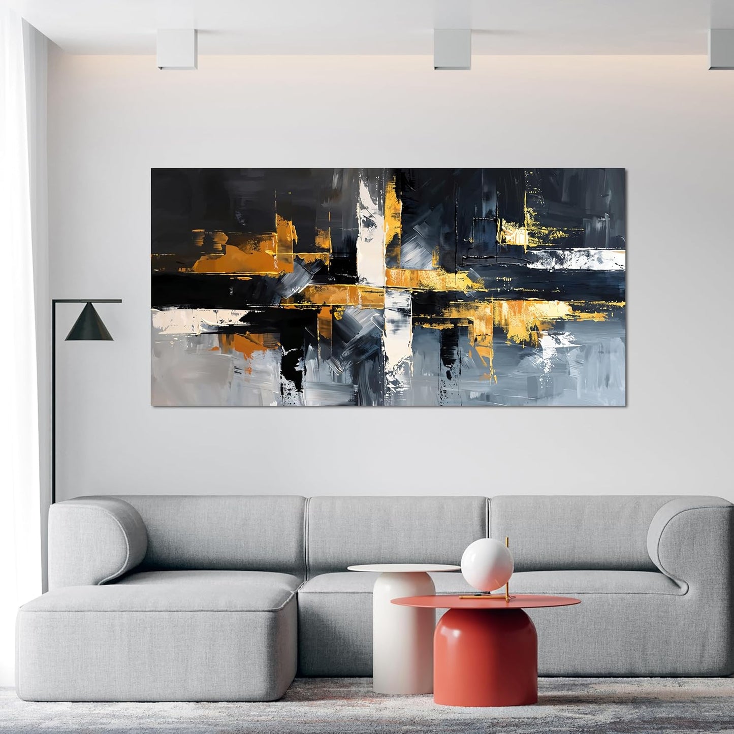 Abstract Canvas Wall Art Decor Modern Wall Art for Living Room Black and White Wall Art Prints Gold Artwork for Walls Modern Abstract Art Abstract Canvas Art Wall Decor Bedroom Office Decor 20" X 40"