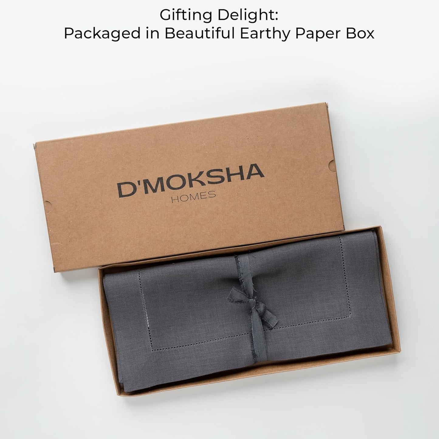 D'Moksha Homes Linen Charcoal Grey Table Runner 48 Inches - Classic Hemstitch, 100% Pure Linen Coffee Table Runner 14 x 48 Inch Ideal for Dresser Tables - Fall, Autumn and Halloween