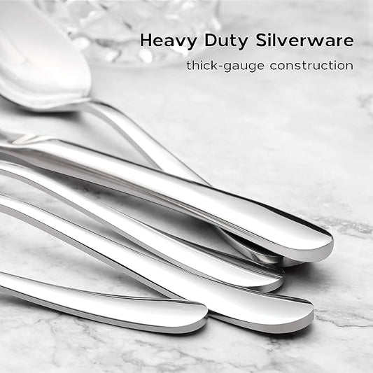 Onader 60 Piece Heavy Duty Flatware Set, Stainless Steel Silverware Cutlery Set for 12