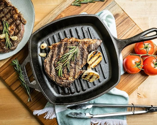 Lodge Cast Iron Grill Pan, Square, 10.5 Inch