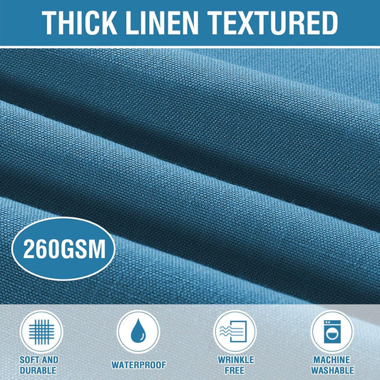 H.VERSAILTEX Linen Textured Table Cloths Round 70 Inch Premium Solid Tablecloth Spill-Proof Waterproof Table Cover for Dining Buffet Feature Extra Soft and Thick Fabric Wrinkle Free, Ink Blue