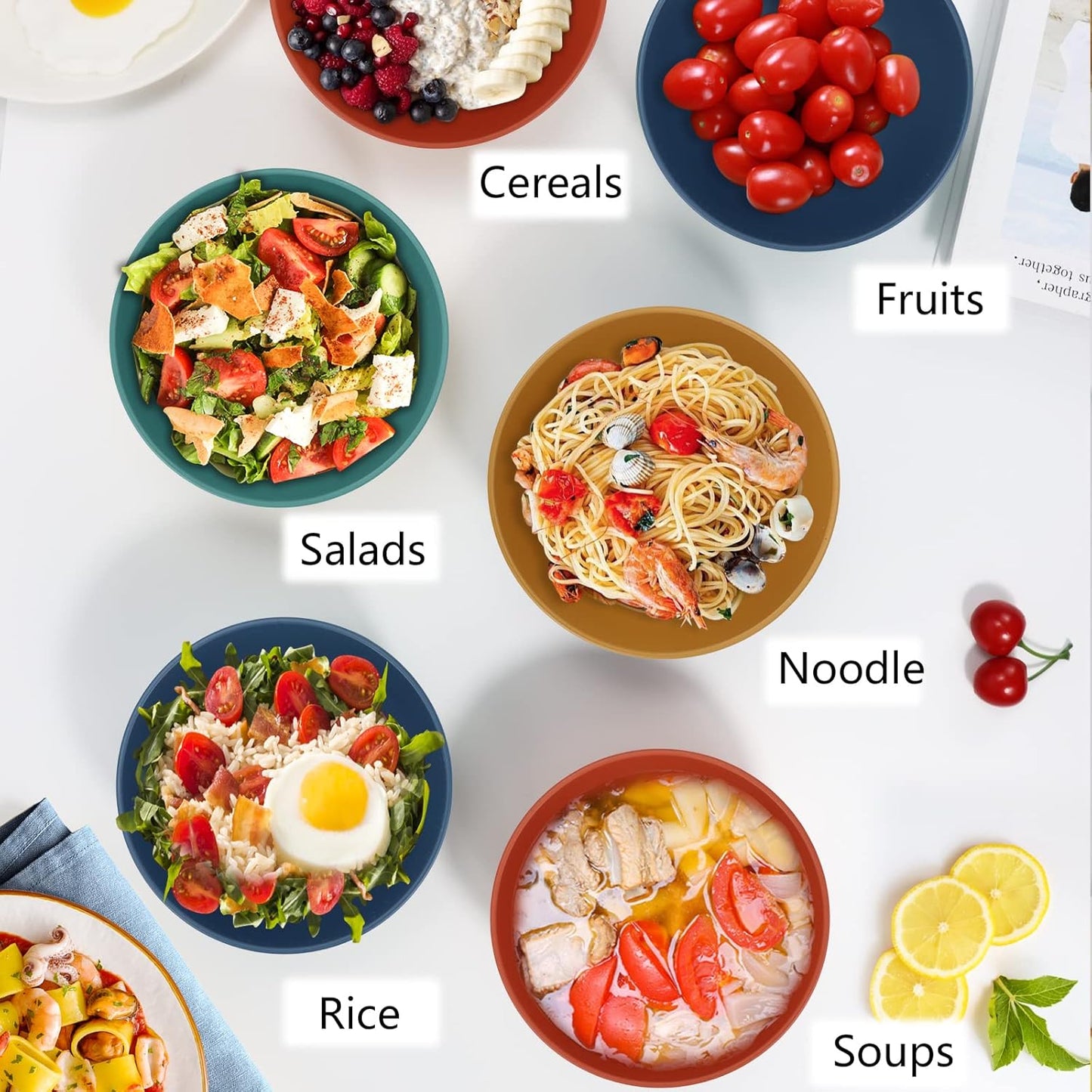 PYRMONT 26 OZ Plastic Soup Bowls - Set of 8 Unbreakable Kids Bowls, Dishwasher & Microwave Safe, BPA-Free